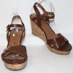 Franco Sarto Tan Brown Platform Wedge Sandal Sz 10